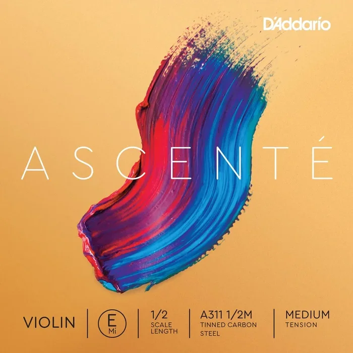 D’Addario Ascente Violin E String, 1/2 Scale, Medium Tension