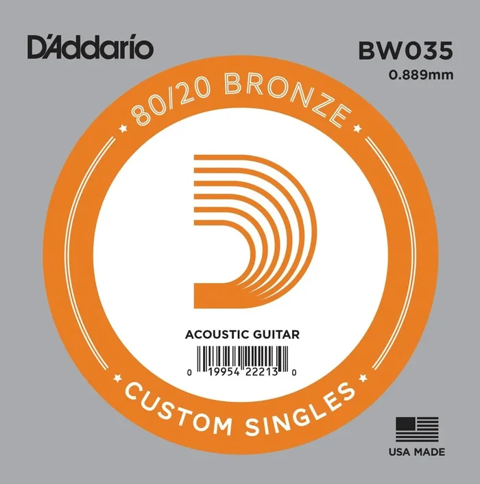 D’Addario BW035 Bronze Wound Acoustic Guitar Single String, .035