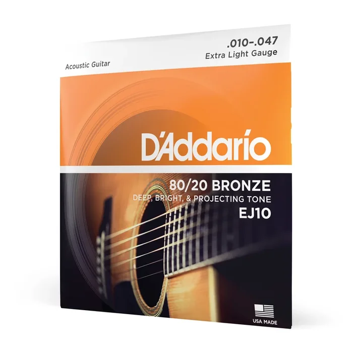 D’Addario EJ10 Bronze Acoustic Guitar Strings, Extra Light, 10-47