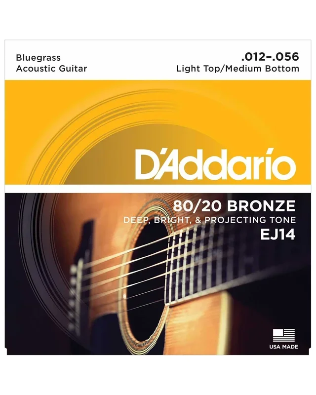 D’Addario EJ14 80/20 Bronze Bluegrass Light Top / Medium Bottom Gauge Acoustic Guitar Strings