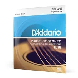 D’Addario EJ16 Phosphor Bronze Light (.012-.053) Acoustic Guitar Strings