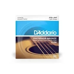 D’Addario EJ38 Phosphor Bronze Light (.010-.047) 12-String Acoustic Guitar Strings