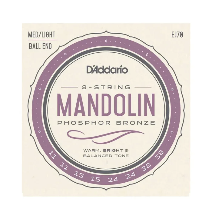 D’Addario EJ70 Phosphor Bronze Medium / Light Gauge Ball End Mandolin Strings