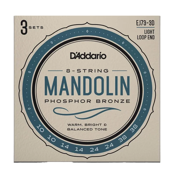 D’Addario EJ73 Phosphor Bronze Light Gauge Mandolin Strings, 3-Pack