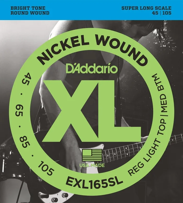 D’Addario EXL165SL Nickel Wound Bass Guitar Strings, Custom Light, 45-105, Super Long Scale