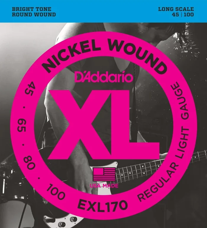 D’Addario EXL170 Nickel Wound Bass Guitar Strings, Light, 45-100, Long Scale