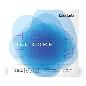 D’Addario Helicore Cello String Set – Stranded Steel Core – 3/4 Scale Medium Tension