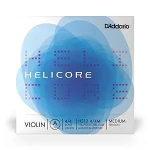 D’Addario Helicore Violin Single A String – Stranded Steel Core / Aluminum Winding – 4/4 Medium Tension
