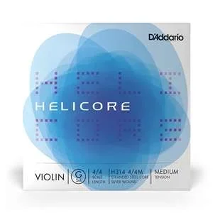 D’Addario Helicore Violin Single G String – Stranded Steel Core / Silver Winding – 4/4 Scale Medium Tension