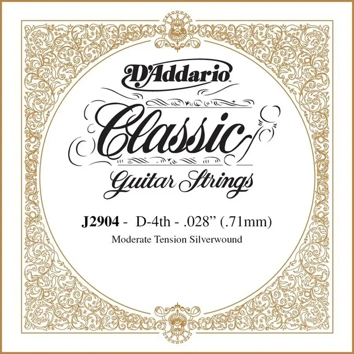 D’Addario J2904 Classics Rectified Classical Guitar Single String, Moderate Tension, Fourth String