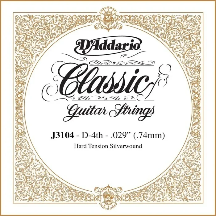 D’Addario J3104 Rectified Classical Guitar Single String, Hard Tension, Fourth String