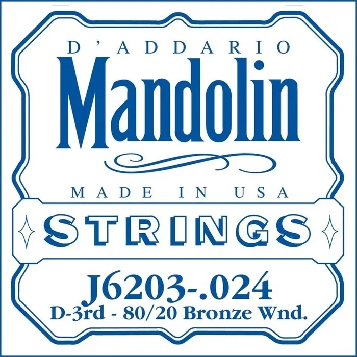 D’Addario J6203 80/20 Bronze Wound Mandolin Single String, .024