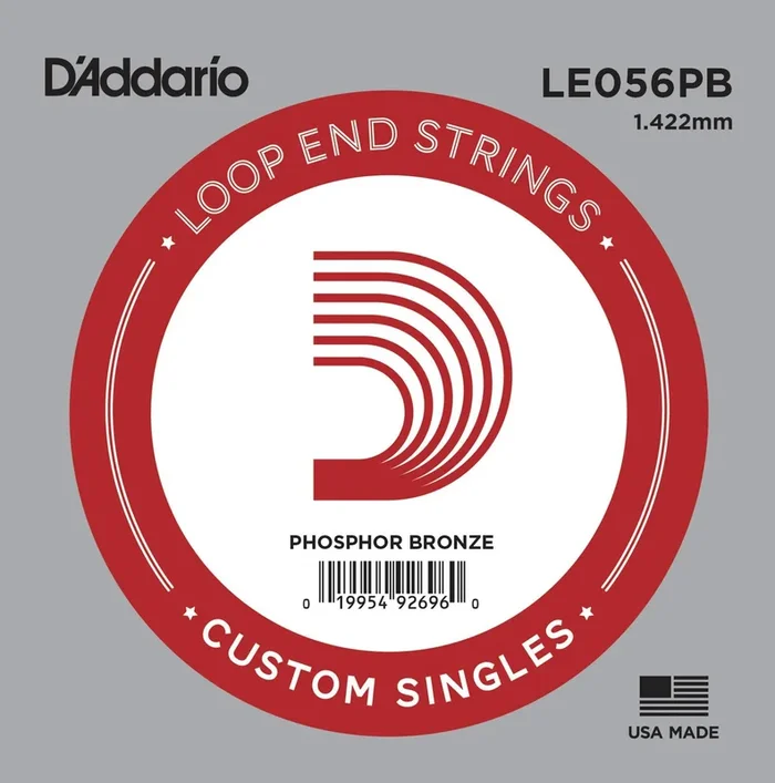 D’Addario LE056PB Phosphor Bronze Loop End Single String, .056