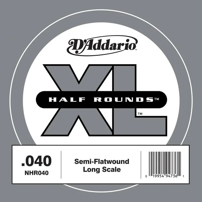 D’Addario NHR040 Half Round Bass Guitar Single String, Long Scale, .040