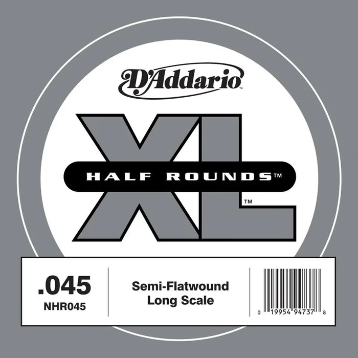 D’Addario NHR045 Half Round Bass Guitar Single String, Long Scale, .045