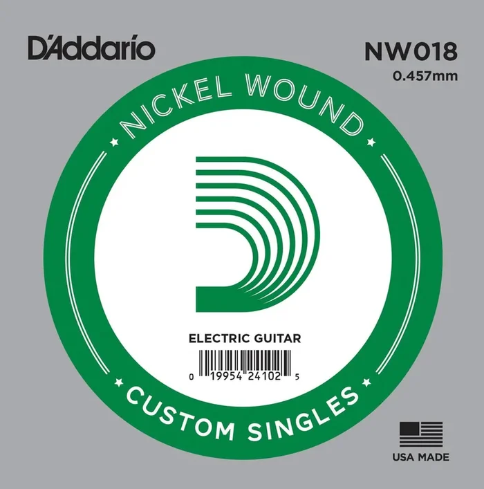 D’Addario NW018 Nickel Wound Electric Guitar Single String, .018