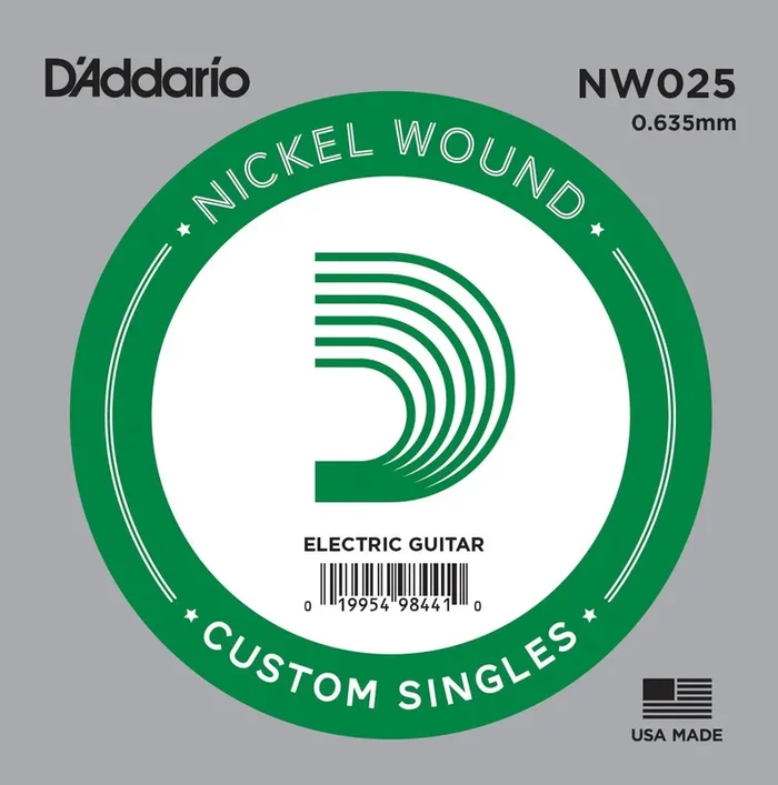 D’Addario NW025 Nickel Wound Electric Guitar Single String, .025