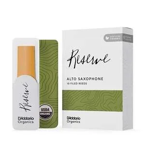 D’Addario Organic Reserve Alto Saxophone Reeds – Strength 3.0 (Filed) Box of 10