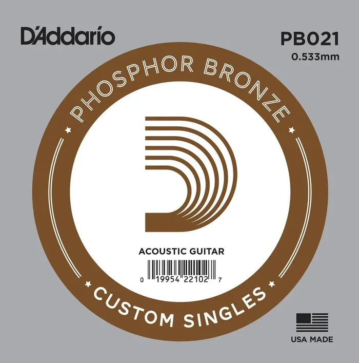 D’Addario PB021 Phosphor Bronze Wound Acoustic Guitar Single String, .021
