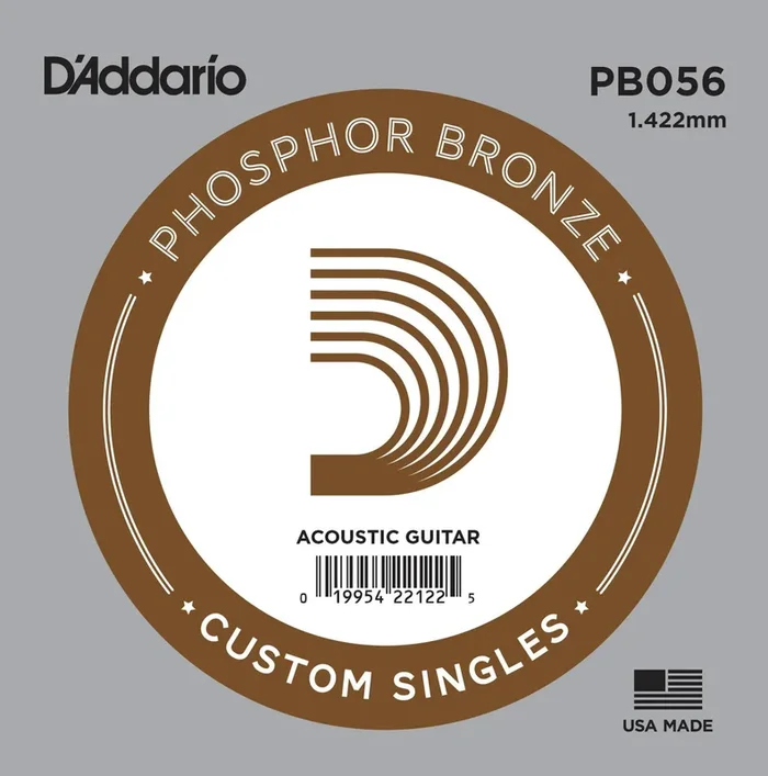 D’Addario PB056 Phosphor Bronze Wound Acoustic Guitar Single String, .056