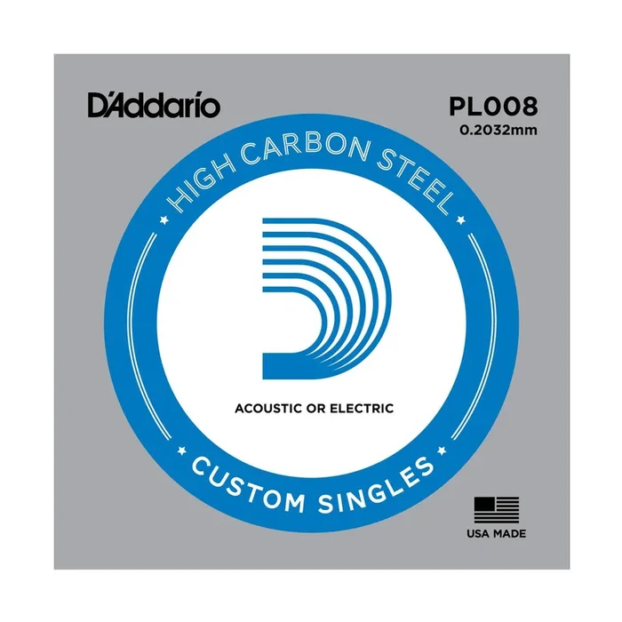 D’Addario PL008 Plain Steel Guitar Single String, .008