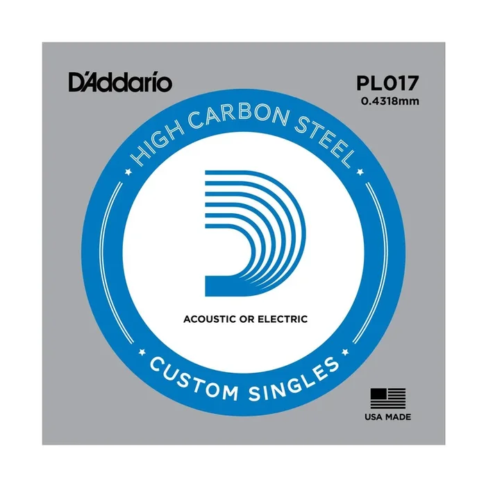 D’Addario PL017 Plain Steel Guitar Single String, .017