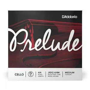 D’Addario Prelude Cello Single D String – Solid Steel Core / Nickel Winding – 4/4 Scale Medium Tension