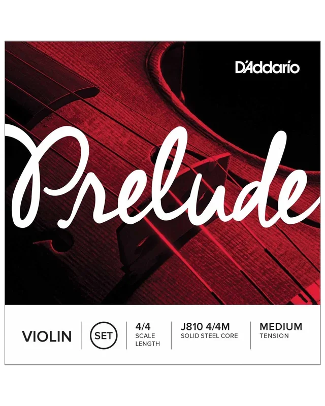 D’Addario Prelude J810 4/4 Scale Medium Tension Solid Steel Core Violin Strings