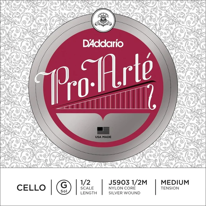 D’Addario Pro-Arte Cello Single G String, 1/2 Scale, Medium Tension
