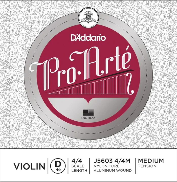 D’Addario Pro-Arte Violin Single D String, 4/4 Scale, Medium Tension