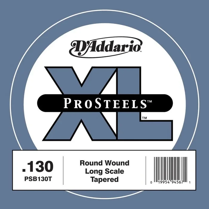 D’Addario PSB130T ProSteels Bass Guitar Single String, Long Scale, .130, Tapered