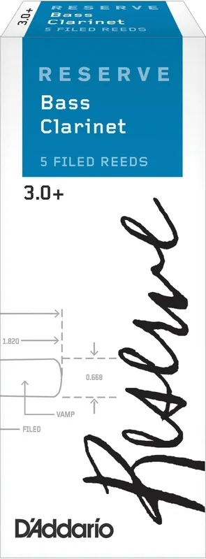 D’Addario Reserve Bass Clarinet Reeds, Strength 3.0+, 5-pack