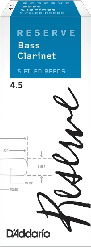 D’Addario Reserve Bass Clarinet Reeds, Strength 4.5, 5-pack