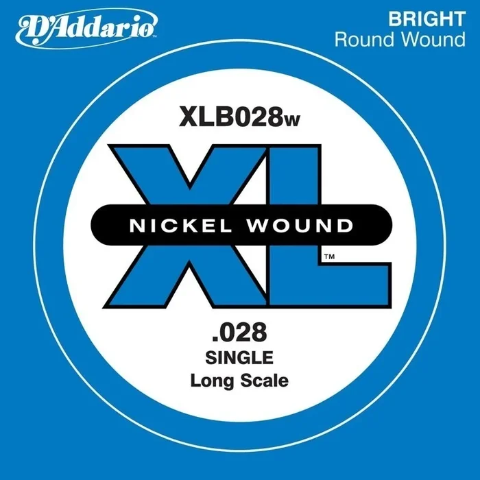 D’Addario XLB028W Nickel Wound Bass Guitar Single String, Long Scale, .028