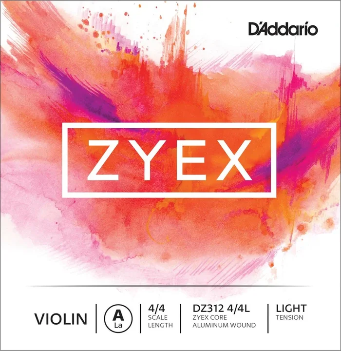 D’Addario Zyex Violin Single A String, 4/4 Scale, Light Tension