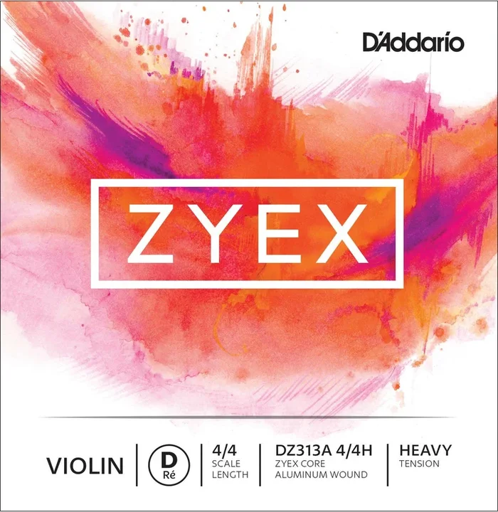 D’Addario Zyex Violin Single Aluminium D String, 4/4 Scale, Heavy Tension