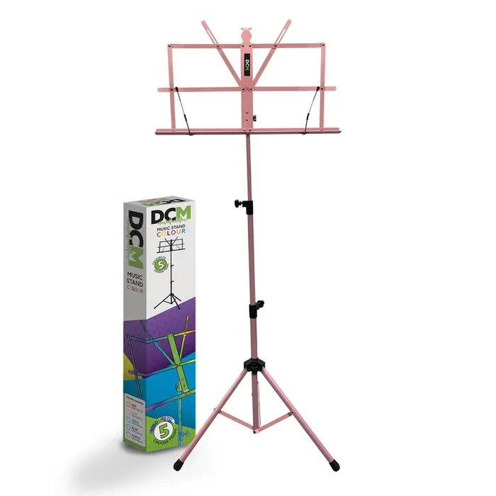 DCM BS01-PK Compact Pink Music Stand with Carry Bag, Adjustable Height 70-142 cm