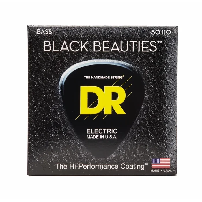 DR Black Beauties Heavy 50-110 Black Colored Bass Strings with K3 Coating