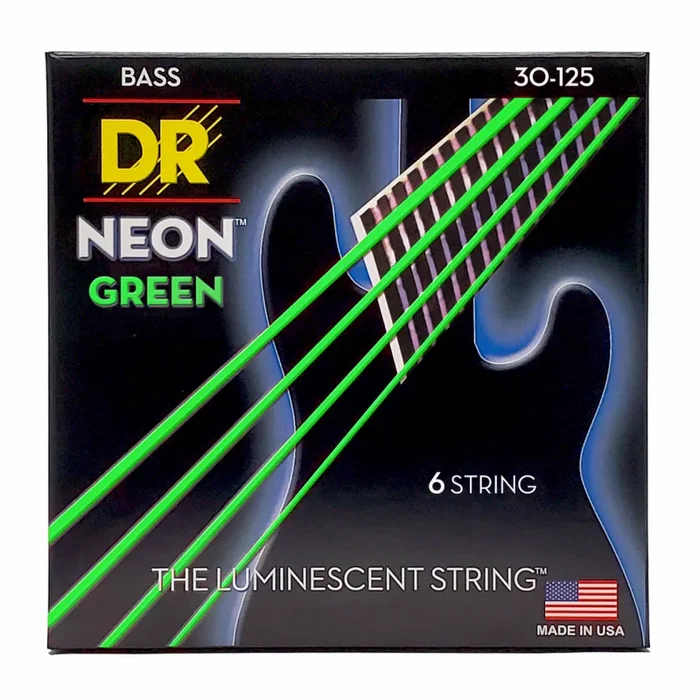 DR Hi-Def Neon Green Bass Strings 6-String Medium 30-125 K3 Coated