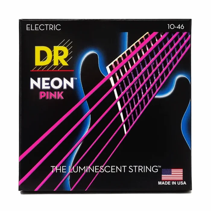 Dr Hi-Def Neon Pink Electric Guitar Strings Medium 10-46