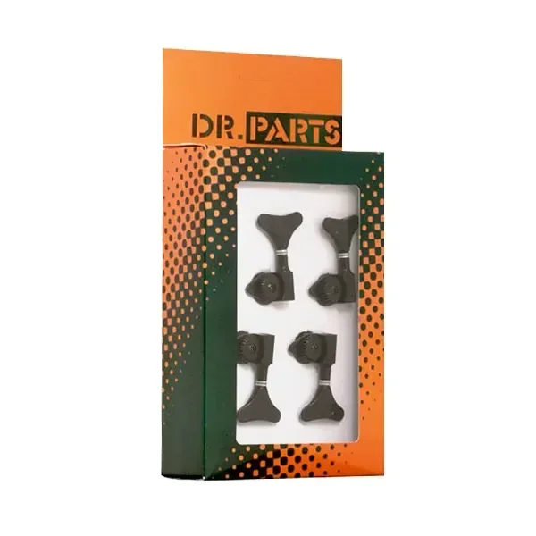 Dr Parts Bass Uke Machine Head Set – Black Diecast Open Gears