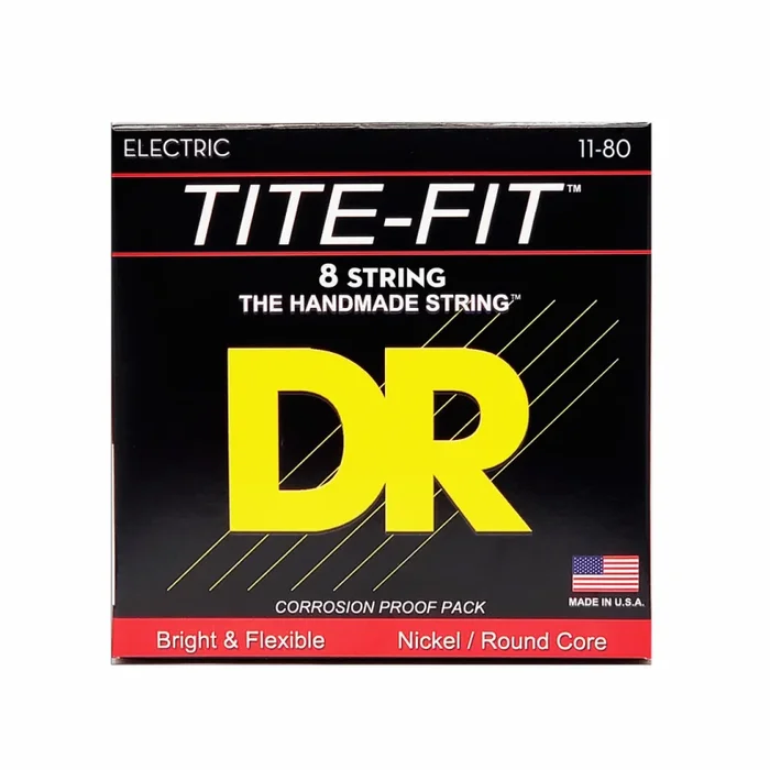 Dr Tite-Fit Nickel Plated Electric Guitar Strings 8-String Heavy 11-80
