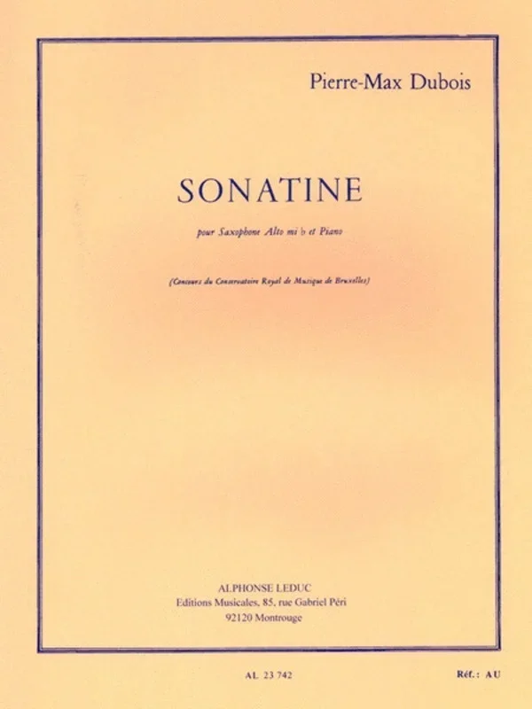 Dubois – Sonatine Alto Sax/Piano (Softcover Book)