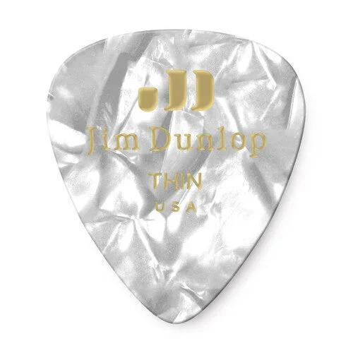 Dunlop White Pearloid Picks 12 Pack Thin