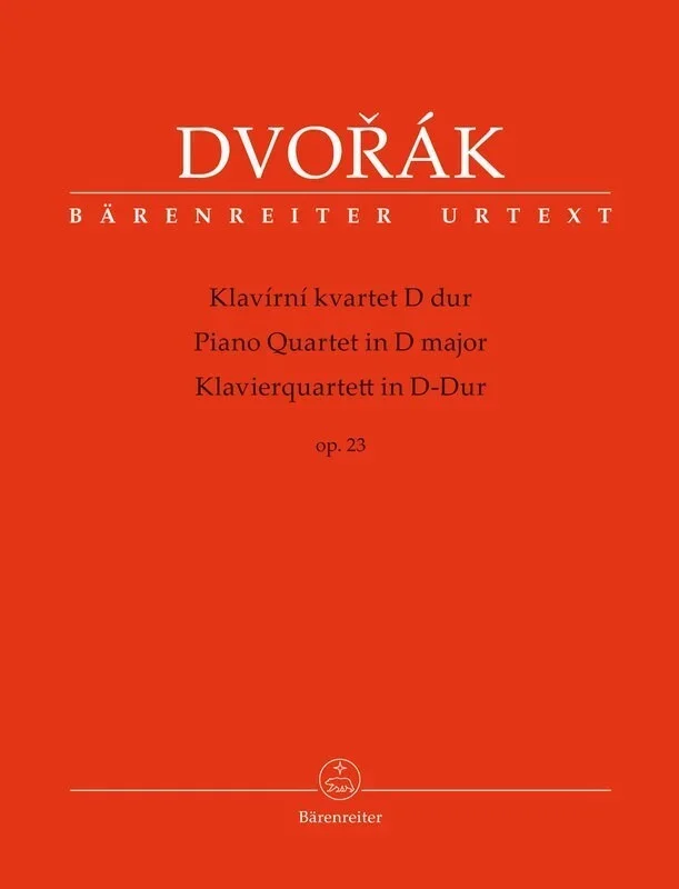 Dvorak – Piano Quartet D Major Op 23 Score/Parts Urtext Edition Book