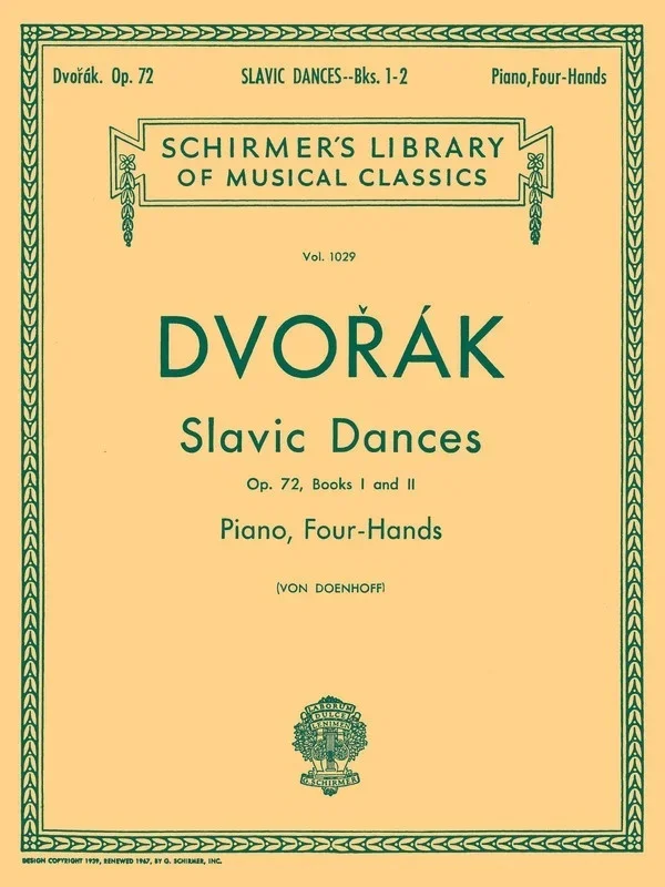 Dvorak Slavonic Dances Op 72 Piano Duets Lib.1029