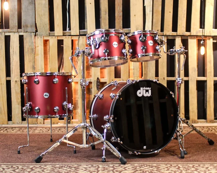DW Collector’s Maple Cherry Metallic Hard Satin Drum Set – 22,10,12,16 – SO#1373792