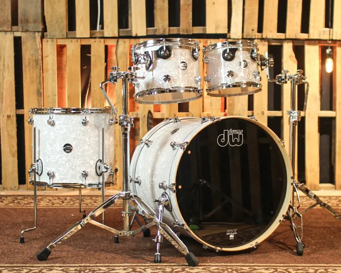DW Performance White Marine Pearl Stage Drum Set – 18×22, 8×10, 9×12, 14×16