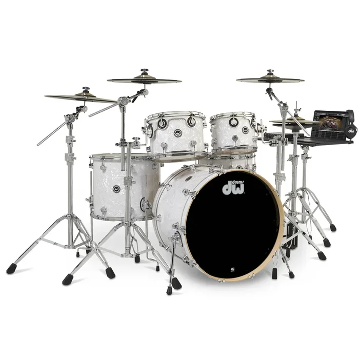 DWe 5-Piece White Marine Pearl Drum Set Bundle – Demo Model