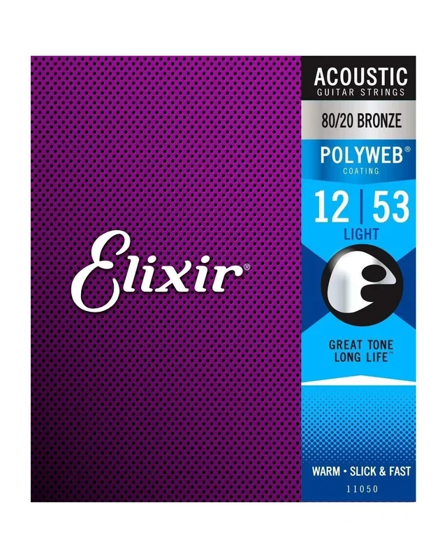 Elixir 11050 80/20 Bronze Polyweb Light 6-String Acoustic Guitar Strings
